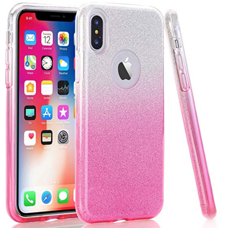 Pink Glitter Gradient Gel Skin TPU Case for Apple iPhone XR | Cover ...
